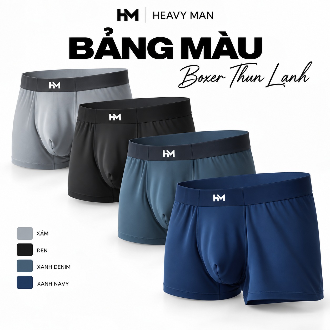 4 màu Đen, Navy, Xám, Denim